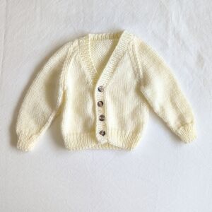 handknit cream cardigan sweater 0-3 months baby unisex